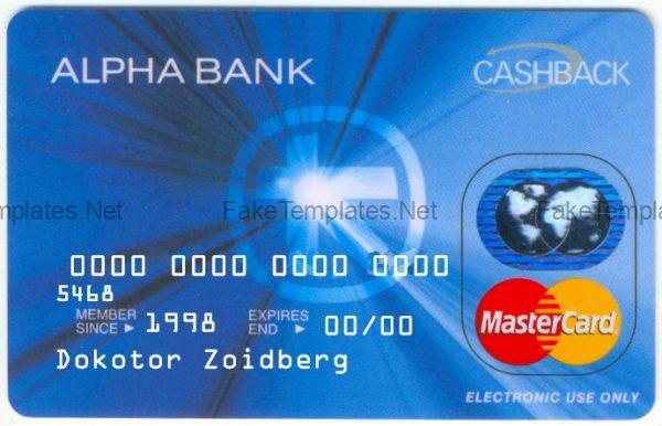 Alpha Bank Master Card Template PSD Front