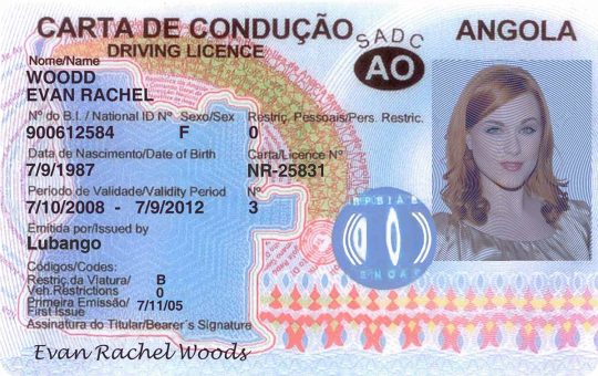 Angola Drivers License Template New Back