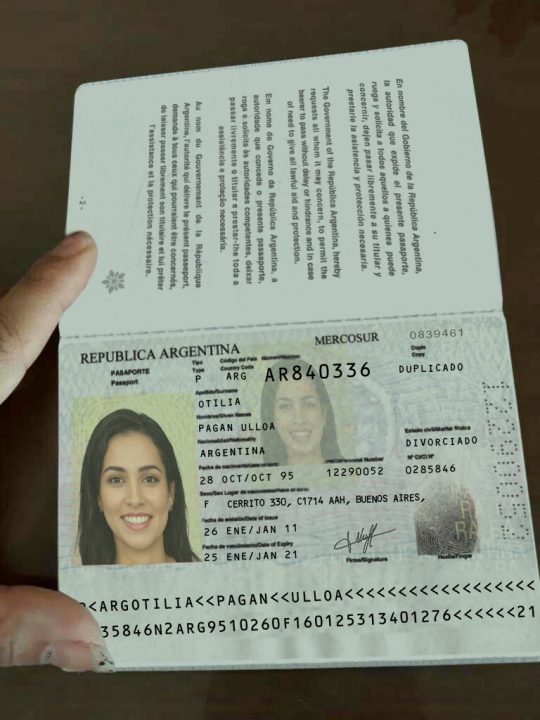 Argentina Passport Template PSD Girl