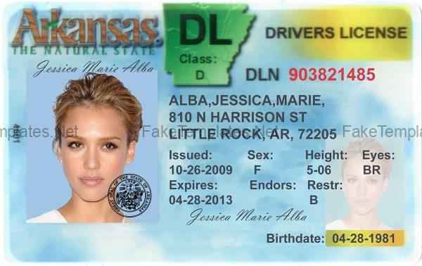 Arkansas driver license template