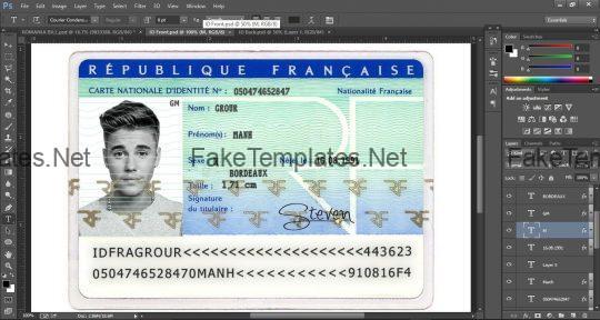 France ID Card PSD template