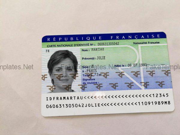 France ID Card Template PSD Mockup Girl Front