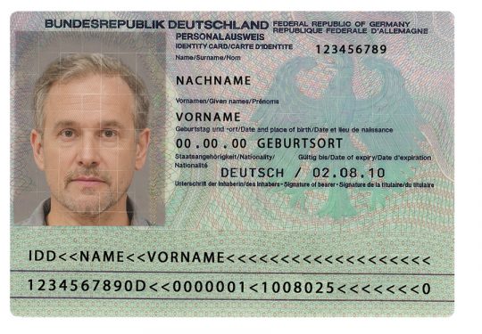 Germany ID Card Template Back