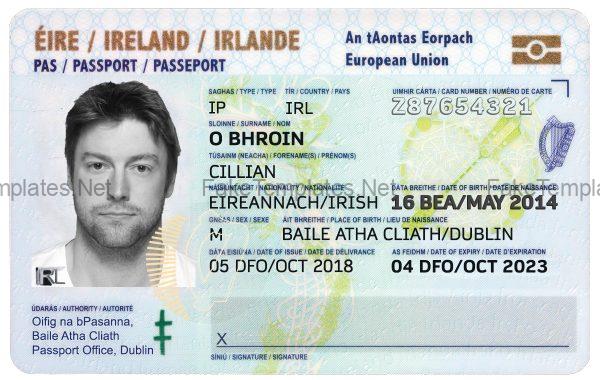 Ireland ID Card Template PSD Front