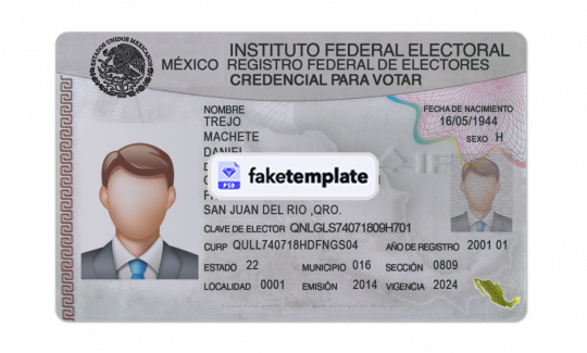 Mexico ID Card Template PSD Fake