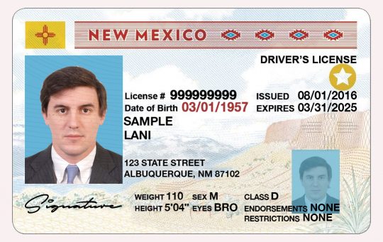 New Mexico Driver License Template PSD Front