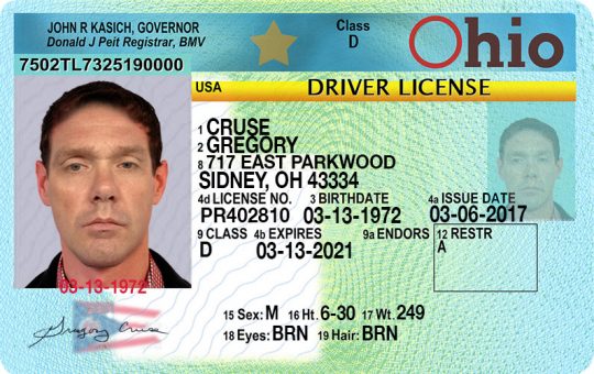 Ohio Driver License PSD Template Front