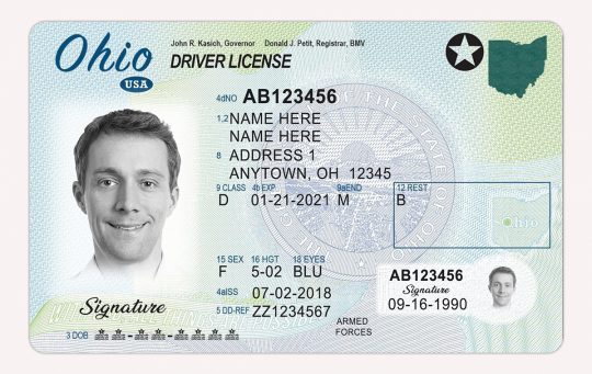 Ohio Drivers License Template PSD