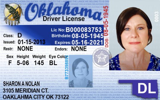 Oklahoma Driver License Template PSD Front