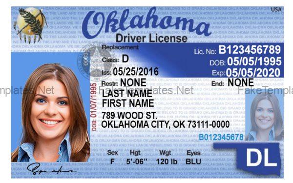 Oklahoma Driver License Template PSD Front