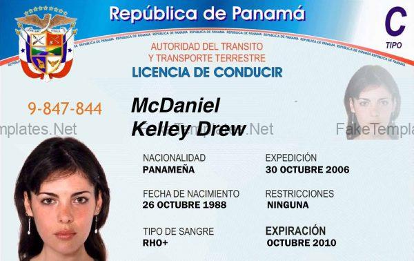 Panama Driver License Template PSD New Front