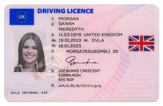 UK Drivers License Template