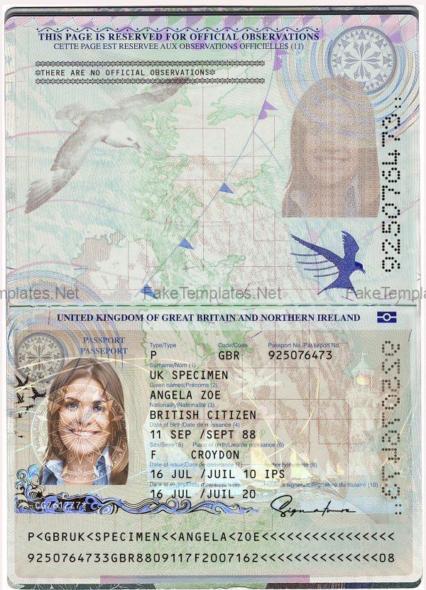 UK Passport Template