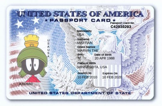 Fake US Passport Card Template PSD