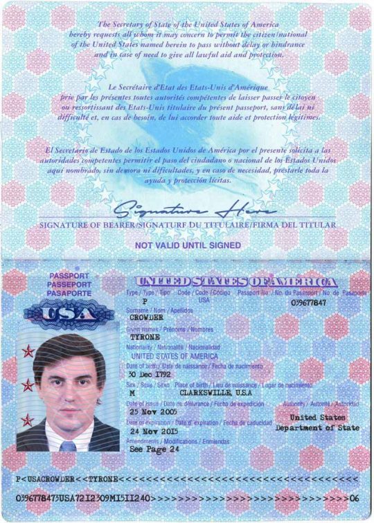 US Passport Template PSD