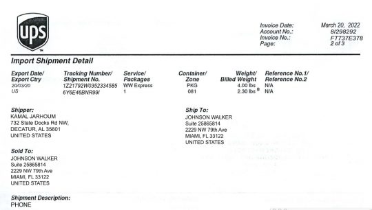 US Shipment Receipt Template