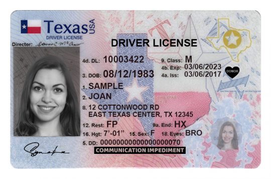 Texas Driver License Template