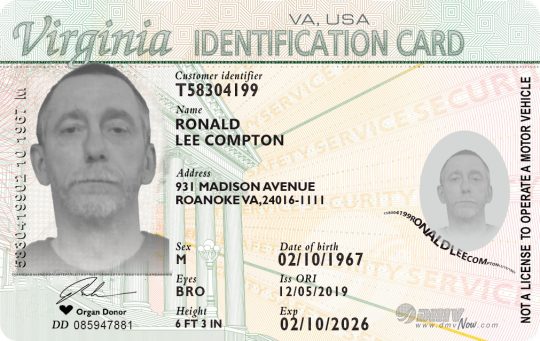 Virginia ID Card Template