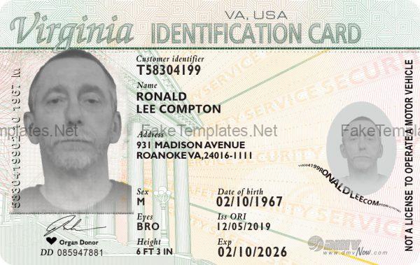 Virginia ID Card Template